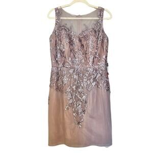 JJ's House A-Line Scoop Illusion Knee-Length Dress